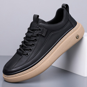 Chaussures décontractées pour hommes en cuir, à bout rond, à lacets, confortables, pour l'extérieur, toutes saisons - Product Image 2
