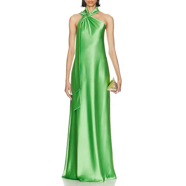 Hohe Design lange grüne Eleganz asymmetrischen Hals eine Schulter Abendkleider Abend