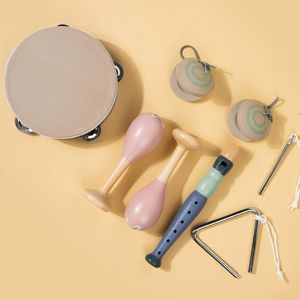 Ensemble d'instruments Orff, maracas en bois, tambourin, claquettes et agitateurs, jouets éducatifs pour l'apprentissage musical et le développement sensoriel - Product Image 3
