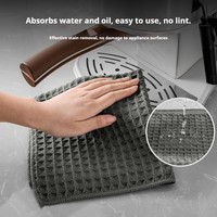 Serviette de nettoyage en microfibre gaufrée personnalisée 380 GSM, super absorbante, sans peluches, séchage rapide, pour usage domestique, restauration et quotidien