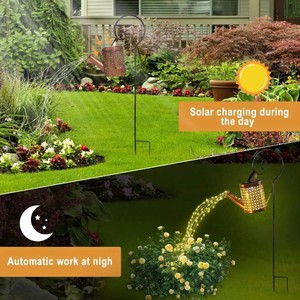 Grande lanterne rétro en métal, arrosoir <span class=keywords><strong>solaire</strong></span> lumineux, lumières de <span class=keywords><strong>douche</strong></span> extérieures étanches, étoiles LED suspendues pour la décoration de jardin - Product Image 2