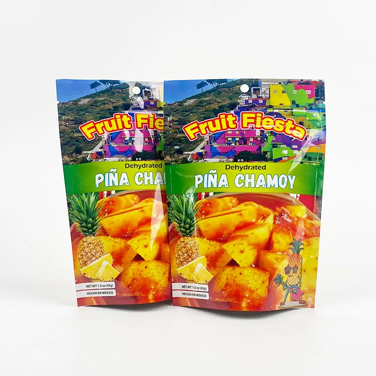 Kunden spezifische Plastik verpackung Wieder versch ließbare Druck verschluss beutel für Popcorn nüsse Pina Chamoy Trocken früchte Süßigkeiten verpackungs beutel