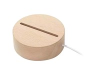 Lampes LED rondes avec bases en hêtre, supports de lampe de nuit à bande longue, interrupteur USB, bases d'éclairage LED USB pour chambre à coucher, décoration de lampe
