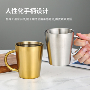 Stainless Steel <b>Mug</b> 304 <b>Double</b> <b>Walled</b> With Handle Solid Color Straight Cup For Party And Daily Use - Product Image 4