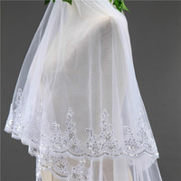 Voile de mariée de luxe à double couche en dentelle et paillettes, couvre-visage, voile de mariée de 3 m de long
