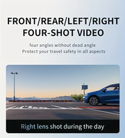 Caméra embarquée 360° pour voiture, écran 3 pouces, 4 canaux HDR, dashcam 1080P, boîte noire pour voiture, vision nocturne, WiFi, capteur G, 4 caméras avant et arrière