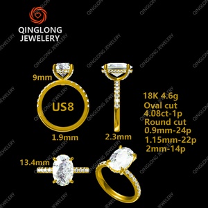 แหวนแต่งงานเพชรทรงรี 2 กะรัต ทองคำแท้ 18K ประดับเพชรแล็บโกรว์ IGI Certified พร้อมวงแหวนล้อมเพชร - Product Image 6