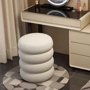 Großhandel Runder Moderner Ottoman-Hocker, Kleiner Cremeweißer Hocker für Wohnzimmer, Schlafzimmer und Ankleidezimmer - Product Image 4