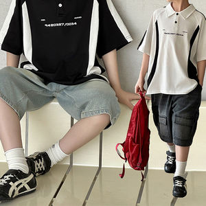 Camiseta Polo de Manga Corta para Niños, Estilo Coreano, Bloques de Color en Contraste, Cuello Delgado, Verano 2026 - Product Image 6