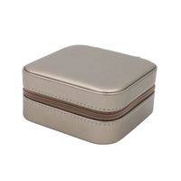 Étui de rangement pour bijoux en cuir PU de forme carrée portable avec fermeture à glissière, petite boîte de voyage 10x10x5cm