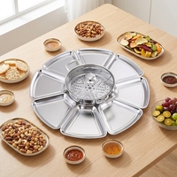 Plat de service élégant en acier inoxydable de forme irrégulière, poli, pour la maison, les banquets, la vaisselle de table, idéal pour les fruits de mer, les réunions, compatible micro-ondes