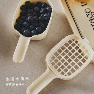 Panier à fruits avec poignée, jaune pâle, mini passoire à légumes avec récipient pour la cuisine - Product Image 4