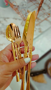 Ready to Ship Modern Stylish Gold Line Sleek with Premium Designed Metal Crafted Flatware Sets for Modern Lifestyle - Product Image 2
