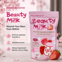 Poudre de boisson en sachet de collagène de fraise en gros, enrichie en peptides et extrait de feuille de stévia, pour le soutien immunitaire et l'action anti-oxydante