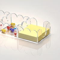 Organisateur de bureau en acrylique transparent personnalisé, bord festonné, boîte de rangement de bureau multi-compartiments