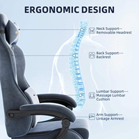 Chaise de jeu en tissu ALINUNU, directement de l'usine, pour usage domestique, chaise de bureau ergonomique avec fonction inclinable et repose-pieds