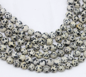 Natürliche Dalmatiner-Schwarzfleck-Perlen, runde lose Stein-Abstandsperlen für die Schmuckherstellung, DIY-Armband, Halskette, Bastelbedarf, Großhandel - Product Image 5