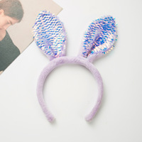 Serre-tête unisexe en peluche à sequins, fait main, oreilles de lapin de Pâques, accessoires de mode pour cheveux, décoration faciale, vente en gros