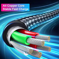 Kabel Pengisian Cepat USB 2.1A 3 in 1 SD-050 Tipe-C/Micro USB/iOS untuk iPhone untuk & Komputer-Kabel Anyaman Nilon