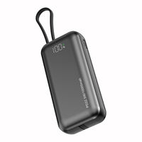 Batterie externe compacte avec cordon intégré, câble de charge intégré, affichage numérique, mini station d'alimentation portable multifonctionnelle