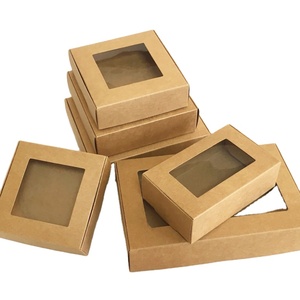 Vintage kraft paper creative handmade gift packaging box PVC window gift jewelry display box
