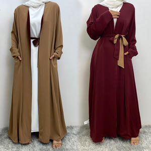 Último DISEÑO DE Burqa Kimono mujeres Kaftan Abaya musulmán Dubai <span class=keywords><strong>Abya</strong></span> vestido liso gasa doble cara usando Abaya - Product Image 4