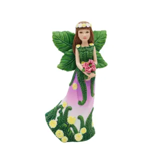 Desktop decoration supplies provide gifts for girls Flower fairy holding red bouquet OEM high-quality customized resin