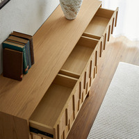 Meuble à chaussures en bois au design moderne, style Mid-Century, avec grand rangement et panneaux ondulés, pour entrées et couloirs