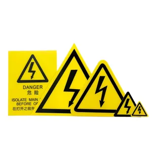 custom strong Adhesive PVC Warning Labels Electric Danger Sign Stickers Electric shock warning sign logo wholesale