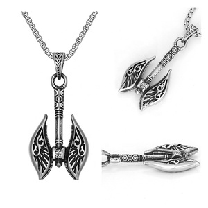 Collar gótico Vintage de acero inoxidable para hombre, collar con colgante de hacha de batalla vikinga Nórdica - Product Image 2