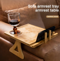 Table d'appoint pliable moderne en bambou avec support de téléphone, finition laquée, pour salon, table à manger et rangement de vaisselle