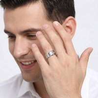 Herren Edelstahl CZ Ring Breiter Bandring Geometrischer Quadratischer Zirkon Statement-Ring für Männer Modeschmuck