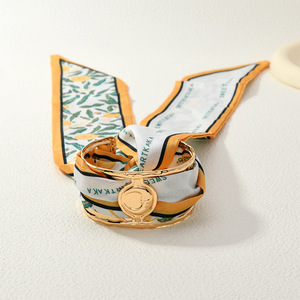 Custom Silk Scarf <b>Bracelet</b> Light Luxury Fashion Wristband Personalized <b>Adjustable</b> Scarf Cuff Bangles for Women - Product Image 1