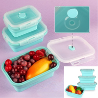 Boîte à Lunch en Silicone pour micro-ondes, pliables, pour enfants et adultes, stockage des aliments, avec couvercles, pliables