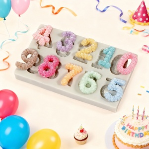 แม่พิมพ์ซิลิโคนสำหรับทำเค้กวันเกิด รูปดอกกุหลาบ แม่พิมพ์ซิลิโคนรูปตัวเลข แม่พิมพ์ตกแต่ง DIY - Product Image 1