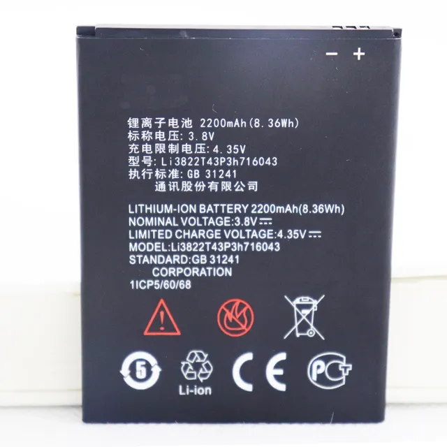 Original Battery Li3822T43P3h716043 2200mAh Battery for ZTE Blade L7 L7A A320 BA320 A30 BA30 Mobile Phone