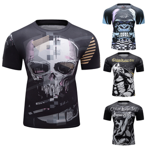 <strong>Custom</strong> Logo Polyester Spandex Sport <strong>T</strong> <strong>Shirt</strong> Men <strong>3d</strong> Sublimation Heat Transfer <strong>Printing</strong> Running Compression Fitness <strong>Shirt</strong> Rash Top - Product Image 3