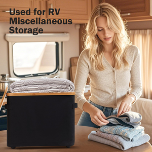 Cesta de almacenamiento de papel higiénico con tapa, soporte de almacenamiento de papel higiénico de bambú, organizador de soporte para baño, caja de almacenamiento de papel higiénico - Product Image 6