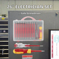 Jeu de tournevis à tête plate Phillips de qualité industrielle de 26 pouces, boîte à outils combinée pour électricien, finition en zinc, plastique, 14 pièces