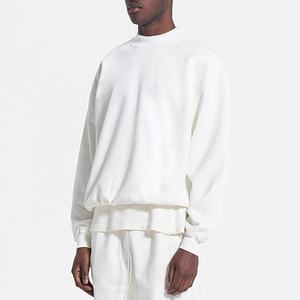 Sudadera cuadrada extragrande de punto de algodón de alta calidad estilo básico cuello simulado en blanco sólido para otoño personalizado al por mayor - Product Image 3