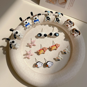 Conjunto de pendientes de gato, diseño de dibujos animados pequeños y lindos, pendientes asimétricos de nicho para mujer, venta al por mayor - Product Image 4