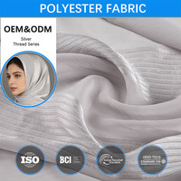 Tissu en satin de polyester jacquard rayé fil argenté B3 respirant pour Abaya, Khimar, vêtements modestes, toucher doux
