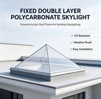 Dôme de toit fixe en polycarbonate double couche, type pyramide, multicolore, en acrylique, pour l'éclairage naturel des toits plats