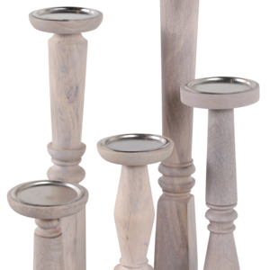 Set di 5 Portacandele in Legno di Diverse Altezze per Decorazione Casa, Accenti per Mensole e Caminetti, Design Elegante - Product Image 5