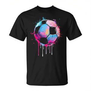 Camiseta de fútbol con diseño de gotas de colores, manga corta, cuello redondo, unisex, para niños, deportes y juegos, impresión digital - Product Image 2