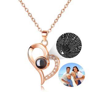 قلادة من قلادات الشباب إلى الأبد إسقاط رومانسي صور مخصصة I <span class=keywords><strong>Love</strong></span> أنت لغات قلادة على شكل قلب - Product Image 3