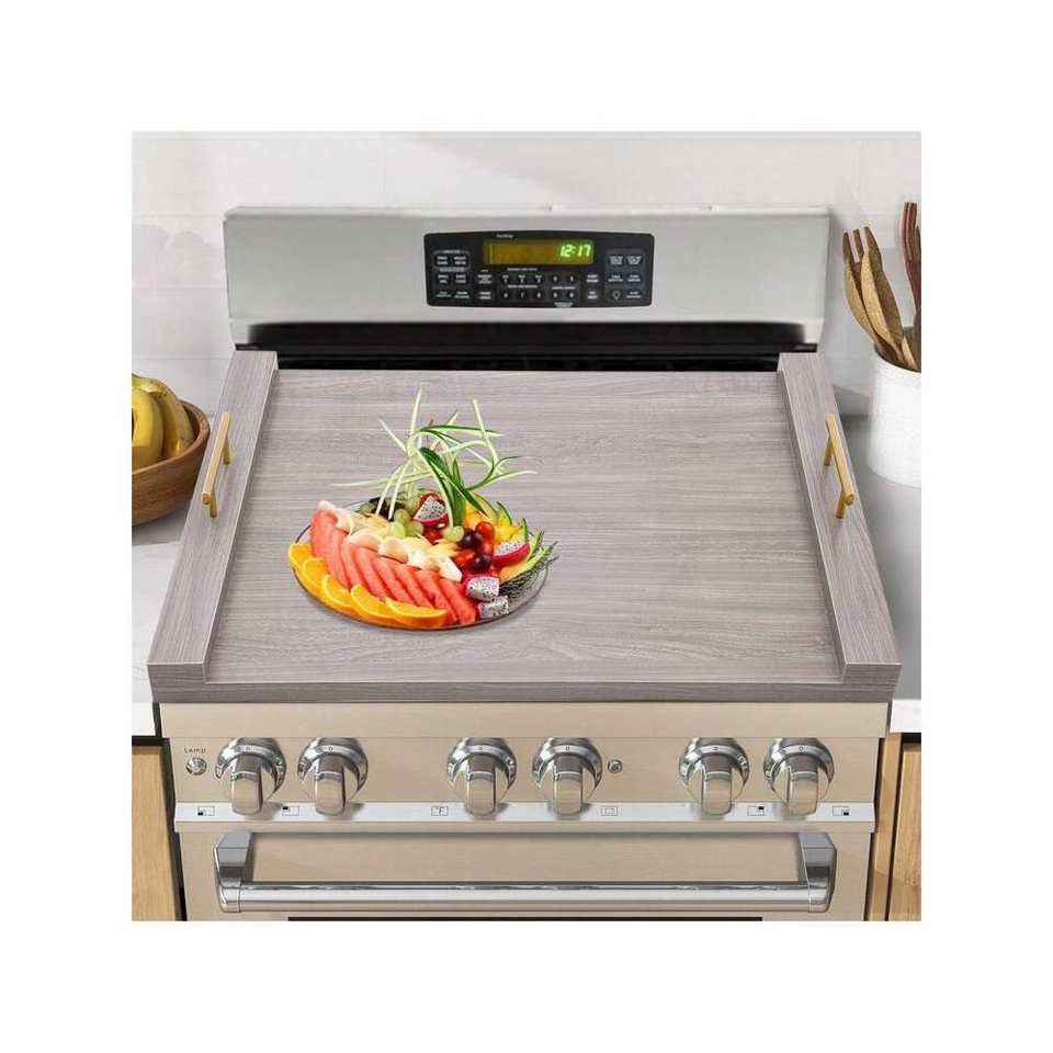 Rustic Kitchen Serving Tray Stove Top Cover and Noodle Board for Gas and Electric Stove Wooden Decorative Cook-Top Range