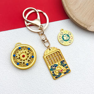 Guochao วิธีโบราณสีทองอายุยืนล็อคลูกคิดสร้อยข้อมือพรกลวงอุปกรณ์เครื่องประดับโลหะผสม DIY - Product Image 4