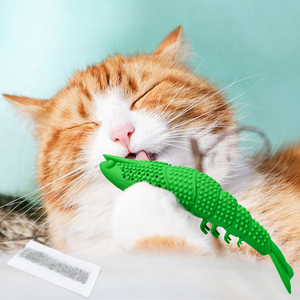 Cepillo de dientes de goma Natural para gato, hierba gatera, juguete de goma Natural con menta - Product Image 1