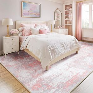 Tappeti Moderni Astratti Lavabili 5'x7' Antiscivolo Morbidi per Soggiorno Grande Formato Ingresso <span class=keywords><strong>Camera</strong></span> da Letto Asilo Nido Arredamento Casa <span class=keywords><strong>Rosa</strong></span> - Product Image 6